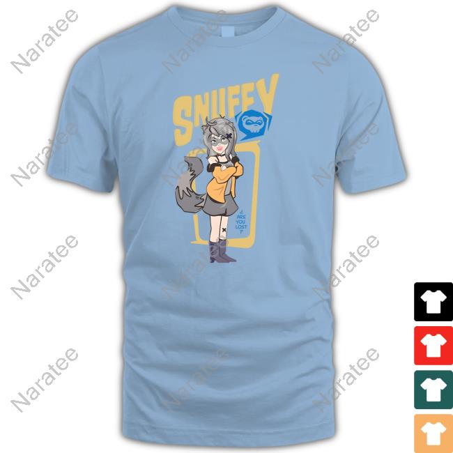 Snuffy Retro Raccoon Are You Lost Blue Tee