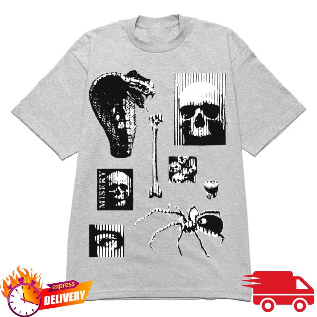 Official Misery Worldwide Phobia Graphic Print Grey Tees