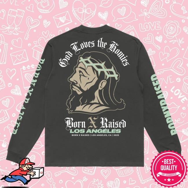 Official Born X Raised Merch Store Shop Born X Raised Sport Jesus Long Sleeve T Shirt: Vintage Black BornxRaised