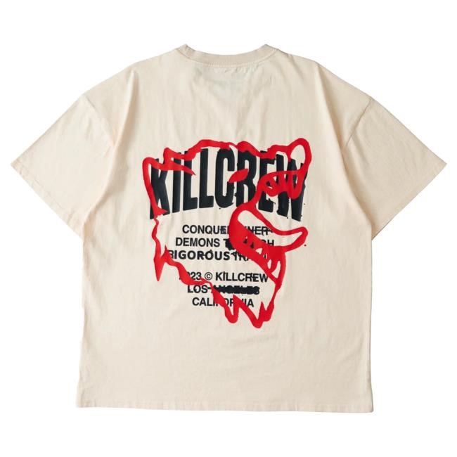 Official Kill Crew Apparel Clothing Oversized Lux Conquer Inner Demons Shirt New - Cream / Red KillCrew Shop
