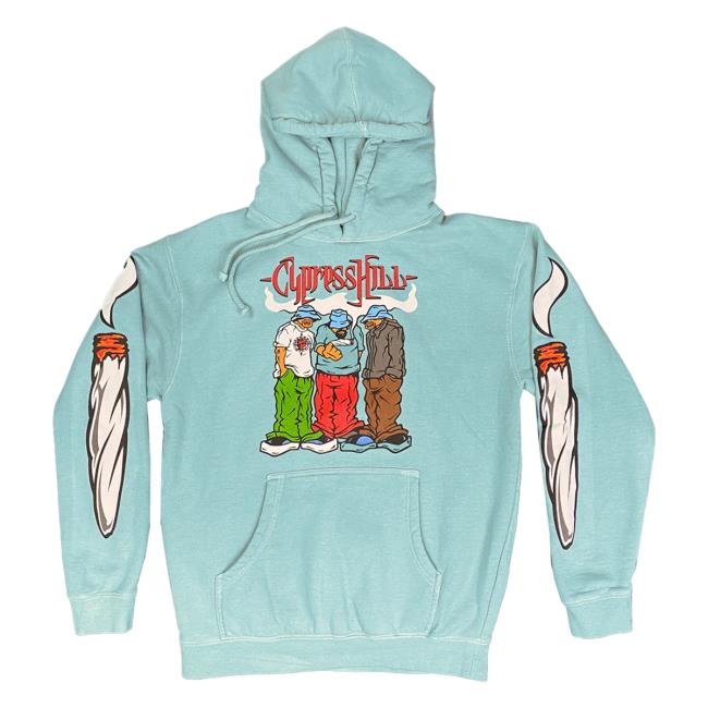 Official Cypress Hill Merch Cypress Hill Blunted Hoodies CypressHill Light Blue