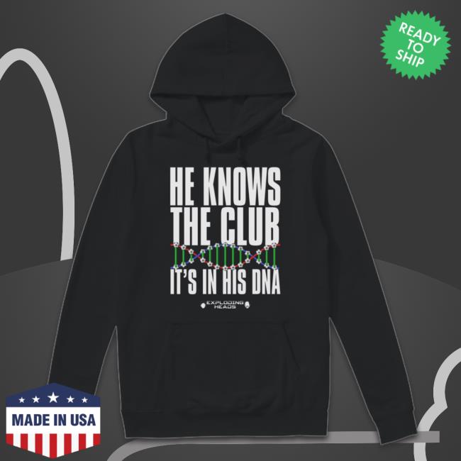 Official Podcast Merch Exploding Heads New Manager He Knows The Club It's In His Dna T-Shirt