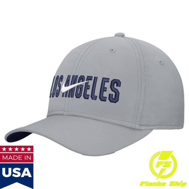 Gray MLB Baseball Nike Primetime Rise Dri-FIT Flex Hat - Dodgers Cap