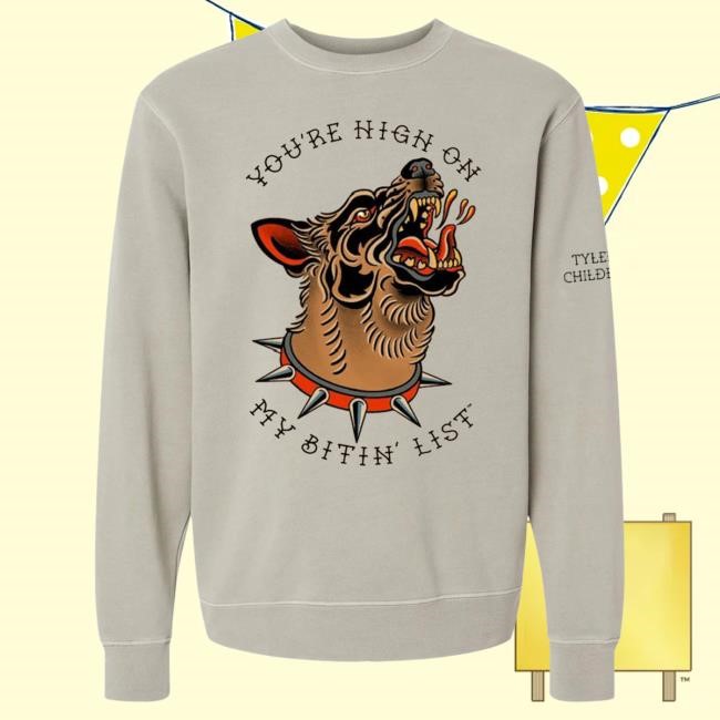 Official Tyler Childers Store Bitin' List Dog Crew Neck Sweatshirt