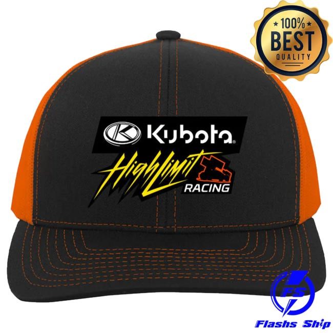 Official High Limit Racing Kubota High Limit ~ Full Front Logo ~ Trucker Snapback Hat - Black / Neon Orange