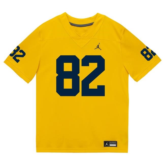Michigan Wolverines #82 Devon Baxter Student Athlete Maize Football Jersey T Shirt The M Den Shop Official