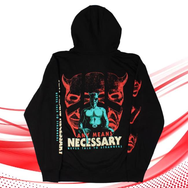 Official Any Means Necessary Clothing Blackphone Never Talk To Strangers Crew neck Sweatshirt Black