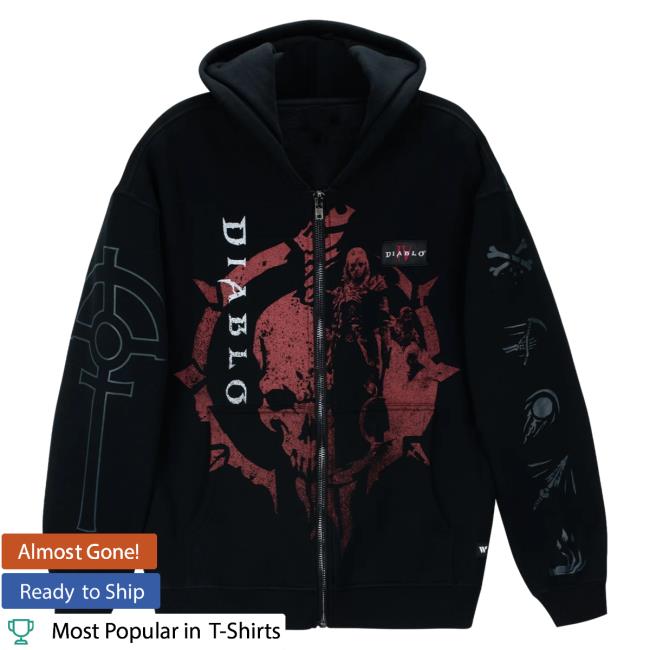 Official Blizzard Merch Store Diablo Iv Necromancer Zip-Up Sweatshirts