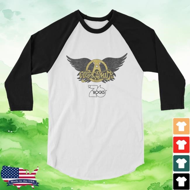 Official Aerosmith Store 76' Rocks Raglan Long Sleeve Hot Shirt