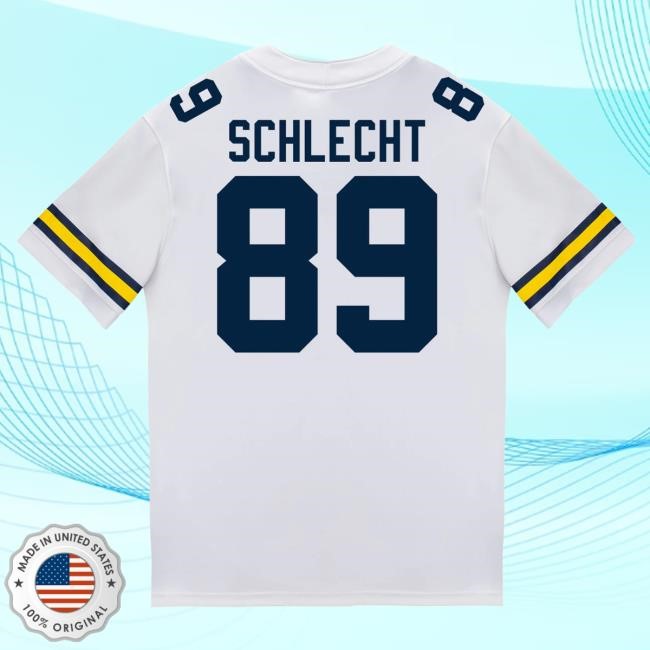 The M Den Michigan Wolverines #89 Kaleb Schlecht Student Athlete White Football Jersey Tshirt