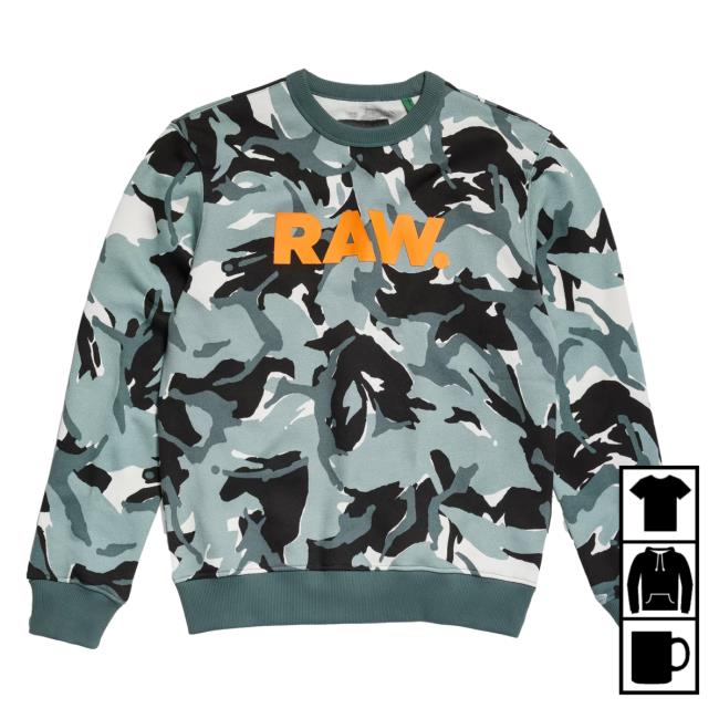 Official G Star Raw Clothing Store Shop Grey Moss Woodland Camo Raw Aop Hoody All Over Print Gstar