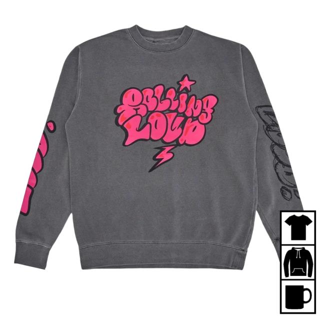 Official Rolling Loud Merch Rl Sketchy Logo Pink Vintage Black Crewneck Sweatshirt