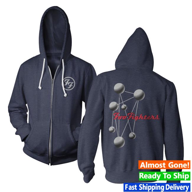 Official Merch Bar Foo Fighters Molecules Zip Up Pull Over Hoodie FooFighters Merchbar