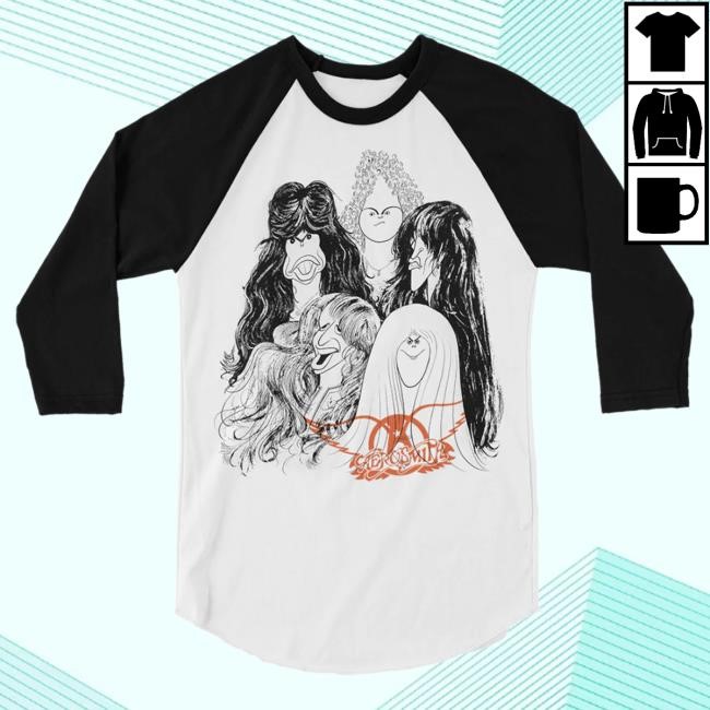 Official Aerosmith Merch Store Draw The Line Raglan Long Sleeve T-Shirt
