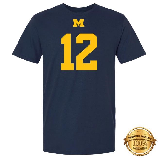 The M Den Michigan Wolverines #12 Jake Garcia Student Athlete Blue Football Shirts