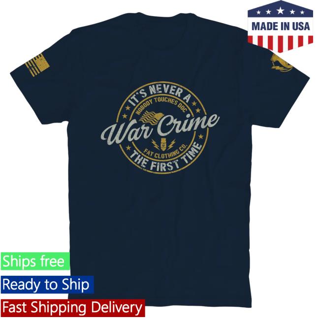 Official The Fat Electrician Merch Bunker Branding War Crime Popover Shirt Navy