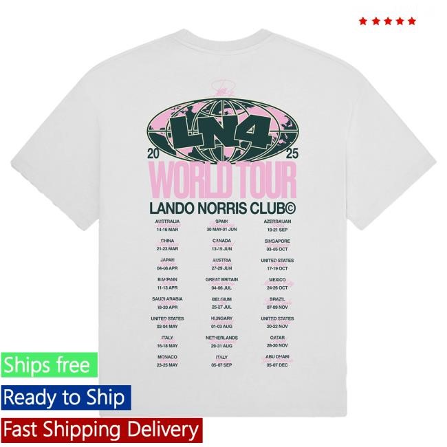 Official Lando Norris Merch Store Shop World Tour Tshirt - Black
