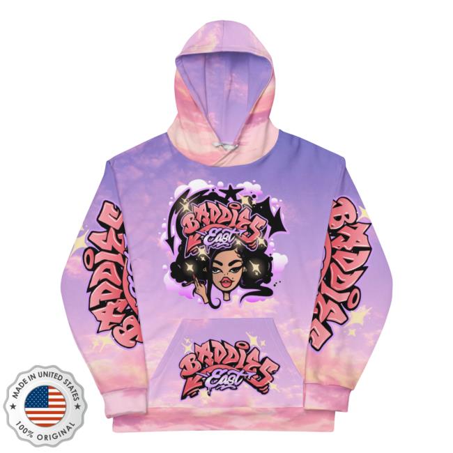 Official Natalie Lashes Merch Baddies East Pink Sky Hoodie