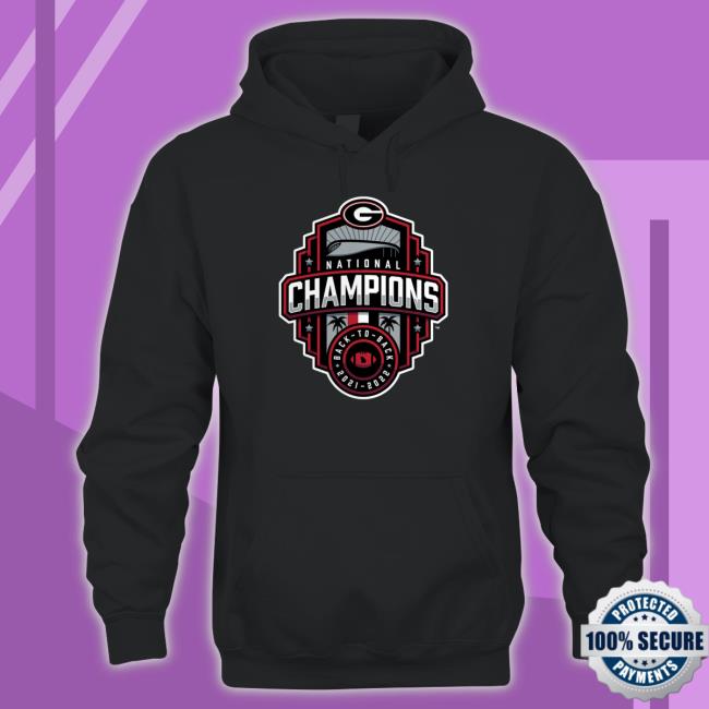 Black To Back Georgia Bulldogs College Football Playoff 2022 National Champions Official Logo Tee