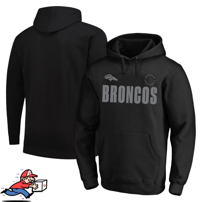 Official Denver Broncos Merch Men's Fanatics Black Denver Broncos Big & Tall Chip Shot Popover Hoodie DenverBroncos