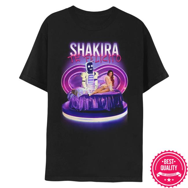 Official Shakira Merch Store Te Felicito Shirt 2024 - Black Shakira Apparel Clothing Shop