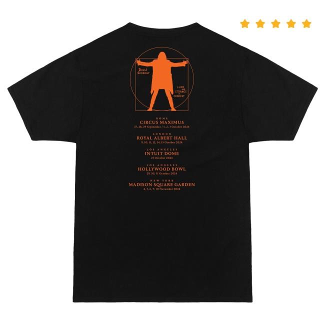Official David Gilmour Merch Luck and Strange in Concert Tee