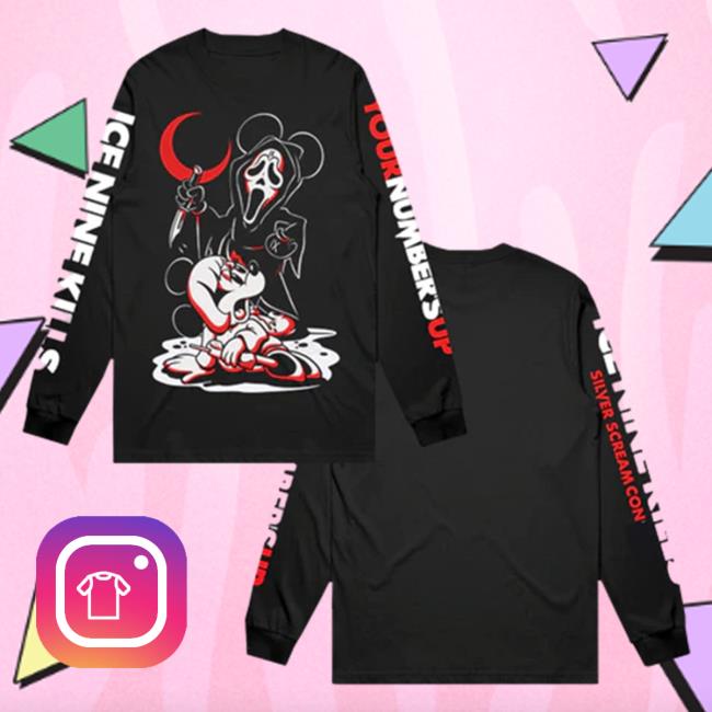 Official Ink Merch Store Ice Nine Kills Silver Scream Con Your Numbers Up Long Sleeve Tee IceNineKills