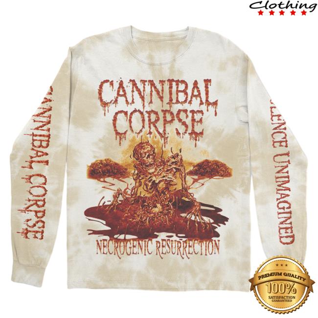 Official Cannibal Corpse Merch Store Necrogenic Ressurrection Tie Dye Long Sleeve T-Shirt Natural/Gold Tie-Dye CannibalCorpse
