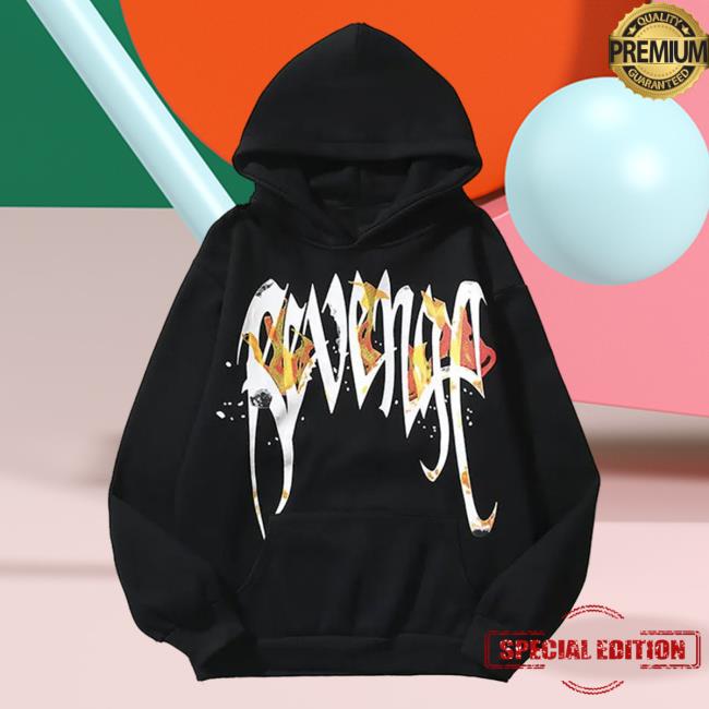 Official Revenge XXXTentacion Apparel Clothing Store Shop Revenge Burn Hooded Sweatshirt XXX Tentacion Merch