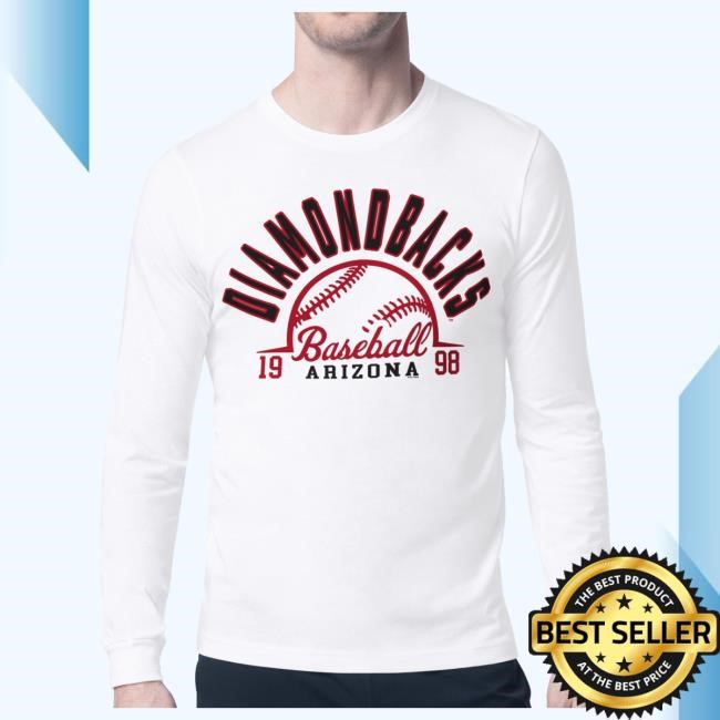 Official MLB Merch Men's Arizona Diamondbacks Starter White Half Ball Team Graphic LongSleeve