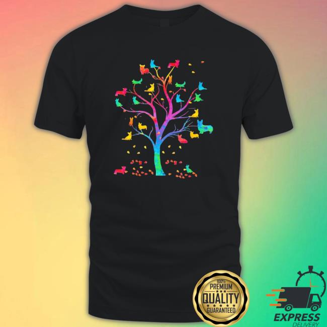 Corgi Dog Cute Tree Colorful T-Shirt