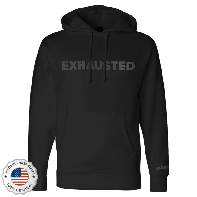 Official Philip Defranco Merch Store Beautiful Bastard Exhausted Popover Sweatshirt Black Beautifulbastard Philipdefranco Shop