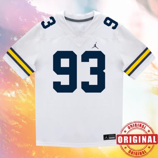 The M Den Michigan Wolverines #93 Benny Patterson Student Athlete White Football Jersey T Shirt