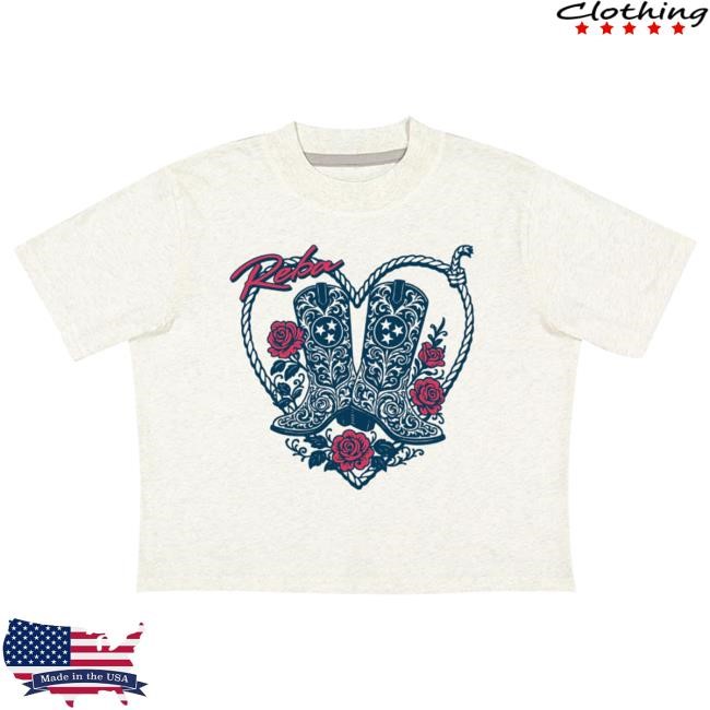 Official Reba McEntire Merch Store Boots & Hearts Ladies Crop Tshirt