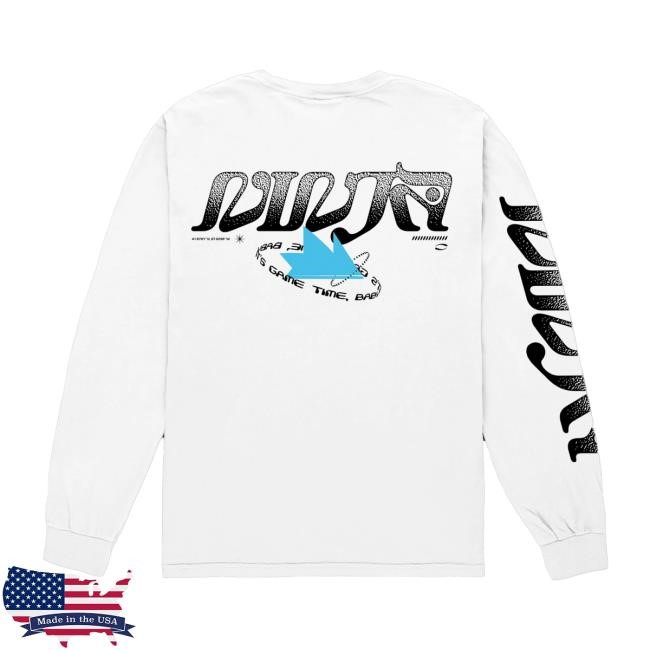 Game Time White LS Tee | Ninja (Tyler Blevins) Merch