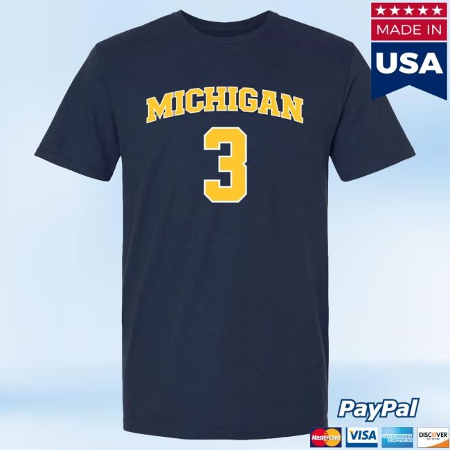 Michigan Wolverines Men's Basketball Student Athlete #3 Elliot Cadeau Shirt | The M Den Official Merch Store Shop