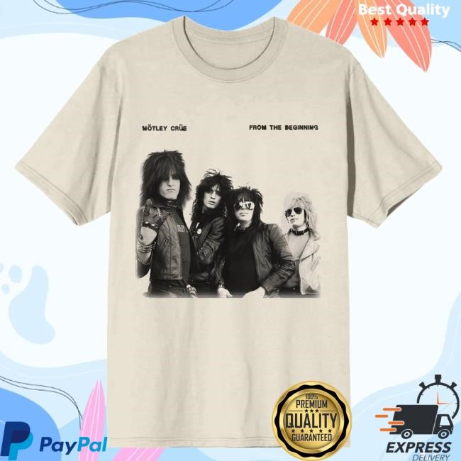 Official Motley Crue Merch Store Mötley Crüe From the Beginning Vintage White New Shirt