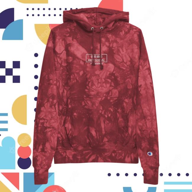 Official Yujin Clothing x Champion Antisocial Tie Dye Pull Over Hoodie Anti Social Tie-Dye Pull Over Hoodie Red