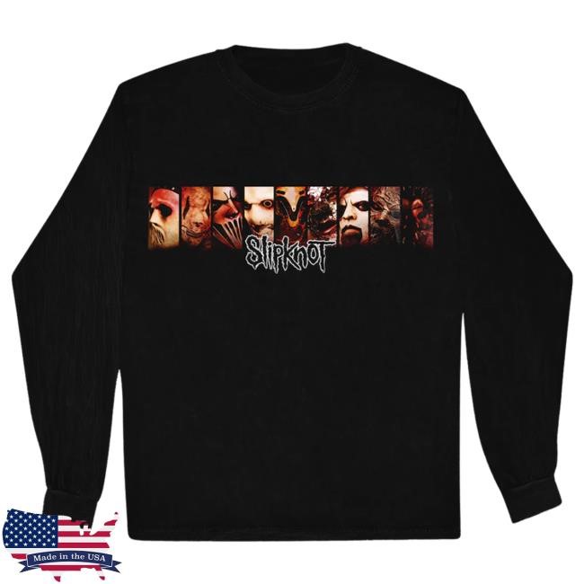 Official Slipknot Merch Store Masks '22 Tour Black Long Sleeve Tee Shirt Slipknot Clothing Shop