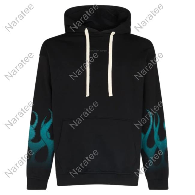 Official Vision Of Super Black Crew neck Sweatshirt With Green Gradient Flames