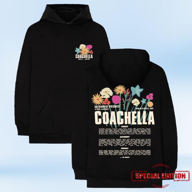 Official Coachella Merch Store Shop Superbloom 2024 Lineup Popover Shirt