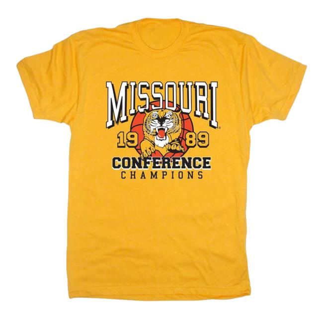 Gold Missouri Tigers 1989 Big 8 Basketball Conference Champions Shirt