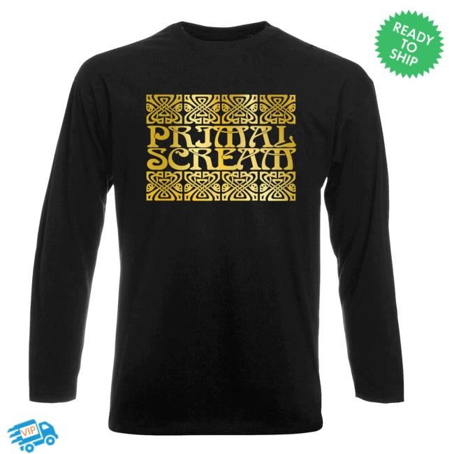 Primal Scream Official Merch Shop Black & Gold Deco Women's Long Sleeve Tee