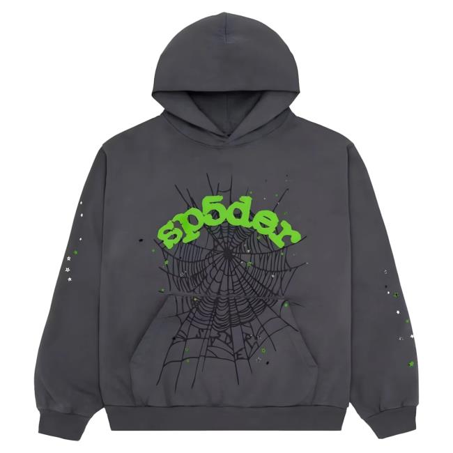 Official Sp5der Clothing Apparel Sp5der Wait Web Crew Slate Grey Sp5der Merch Store Shop