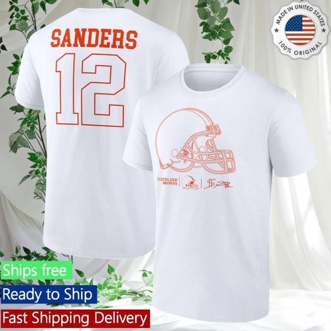 Official Men's Shedeur Sanders White Cleveland Browns Outline Player Top Shirt