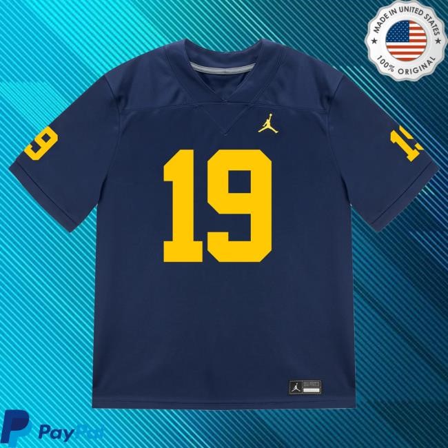 The M Den Michigan Wolverines #19 Bryce Underwood Student Athlete Blue Football Jersey Tshirt