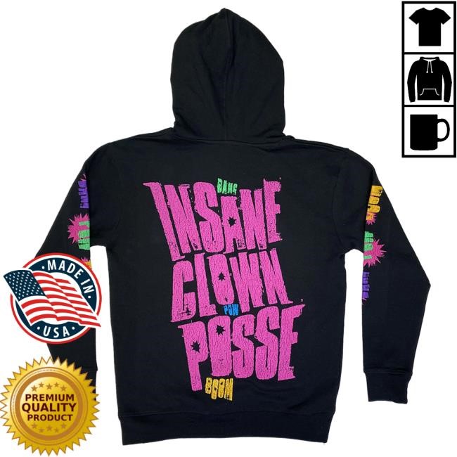 Official Icp Merch Clothing Store Insane Clown Posse "Bang! Pow! Boom!" Pullover Hoodie
