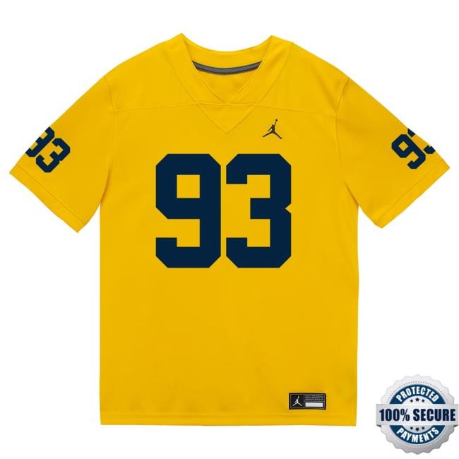The M Den Michigan Wolverines #93 Hunter Robertson Student Athlete Maize Football Jersey Hot Shirt