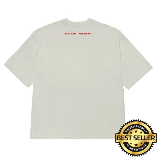 Official Billie Eilish Merch Store Shop Billie Eilish Falling Scatter Text White Popover Shirt BillieEilish