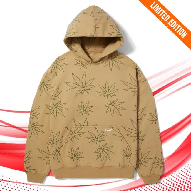 Official Huf Plantlife Fleece Aop Crewneck Sweatshirt Oatmeal 3D All Over Print